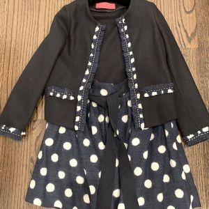 Carolina Herrera Girls skirt and jacket set navy